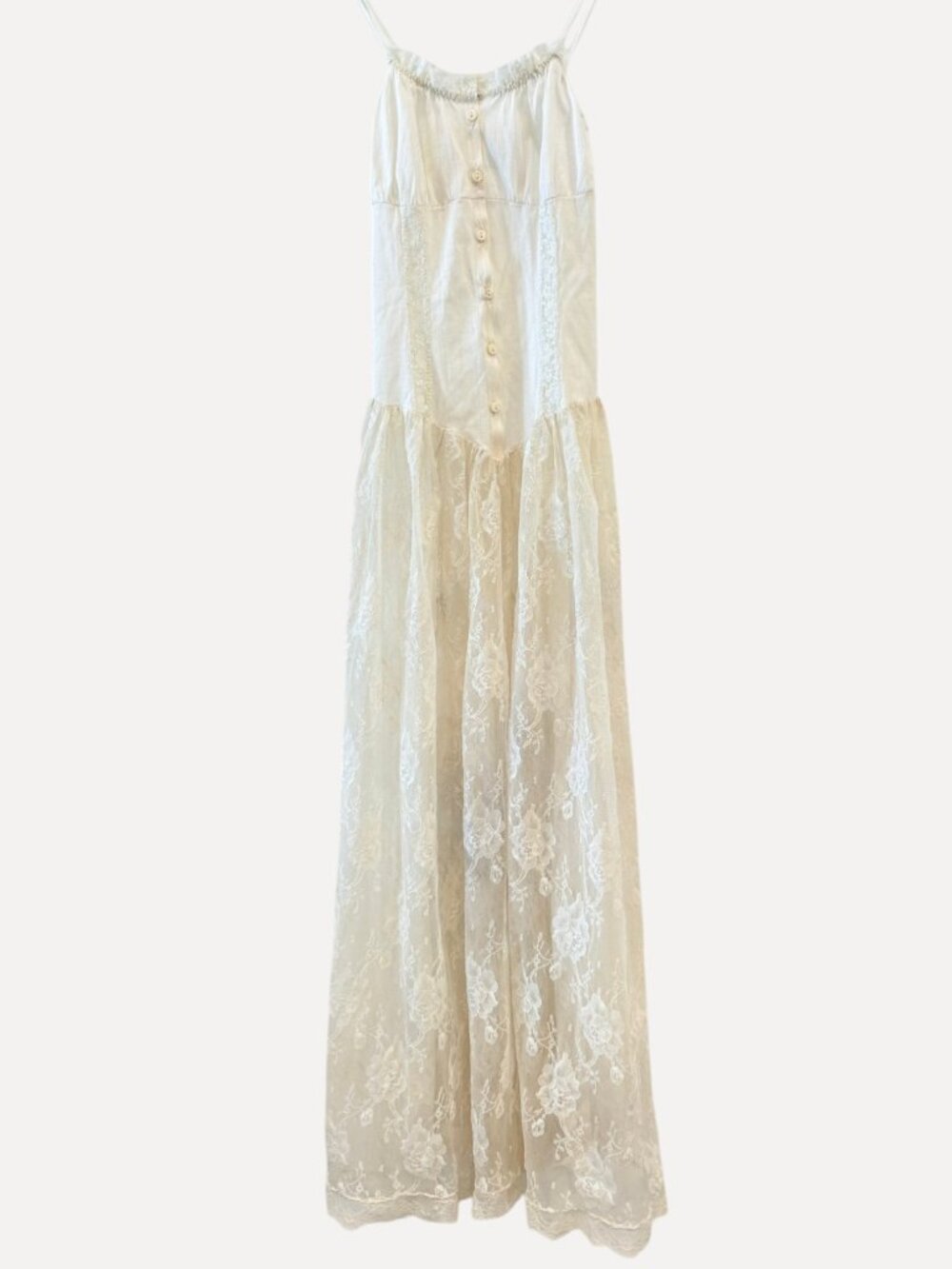 Vintage Hanky Panky Victorian Lace Slip Dress Nightgown Size XS/S Maxi